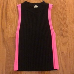 Knit Neon pink and black tank top